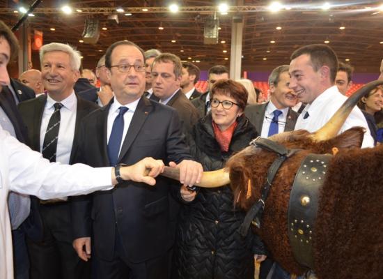 visite de françois hollande avant l'ouverture du salon samedi 25 février