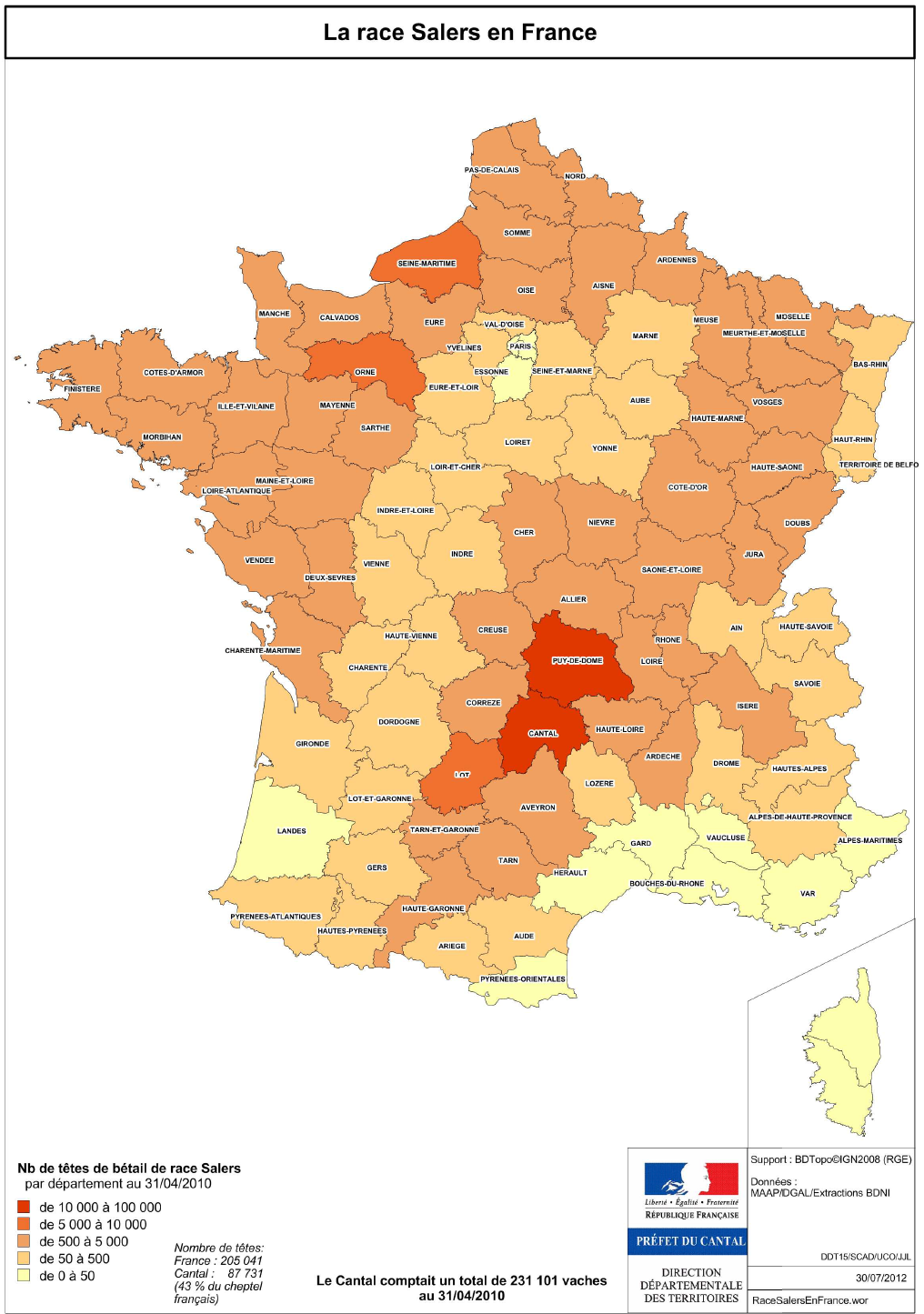 carte effectifs salers en france